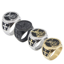 Anel de aço inoxidável 316l, anel de saint michael cross 7-14, joias de moda em aço inoxidável 2024 - compre barato