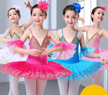 Fantasia profissional de balé com tutu infantil, vestido de balé branco vermelho azul para crianças, roupa de dança para garotas 2024 - compre barato