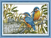 The in love Alcedo euryzona cross stitch kit 14ct 11ct pre stamped canvas cross stitching embroidery DIY handmade needlework 2024 - buy cheap