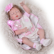 Cute 23 Inch 57 cm Baby Reborn Girl Full Silicone Body Asleep Mohair Reborn Dolls Lovely Kids Playmates Baby Girl Birthday Gifts 2024 - buy cheap