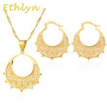Ethlyn-Conjunto de joyería al estilo, juego de pendientes, colgantes, Color dorado, para mujer etíope y nigeriana 2024 - compra barato