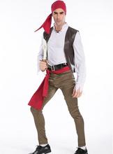 Frete grátis fantasia de festa masculina capitão jack sparrow, piratos do caribe, halloween 2024 - compre barato