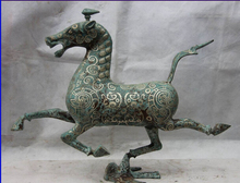 FREE SHIPPING 14" China Bronze Silver-Gilt Royal Palace Swallow Bird Horse riding Chebi Statue fast shipping free 2024 - buy cheap