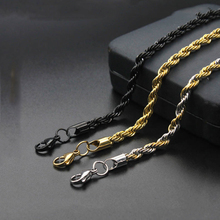 Модная простая витая цепь из титановой стали для мужчин и женщин, черное ожерелье из нержавеющей стали с покрытием, горячая распродажа 2024 - купить недорого