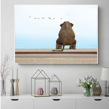 Art Painting Elephant Seaside Dream Animals Landscape Modern Wall Art Hand Painted Posters and Prints Picture for Home Decor 2024 - buy cheap