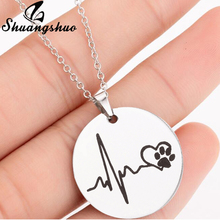 Shuangshuo Stainless Steel ECG Heartbeat Choker Necklaces for Women Charm Necklace Jewelry Animal Paw Collier bijoux 2024 - buy cheap