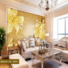 beibehang custom high quality fresco sofa TV background modern minimalist flower fly lily fresco living room photo wallpaper 2024 - buy cheap