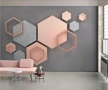 Papel tapiz personalizado 3d, mosaico hexagonal tridimensional, geométricos minimalista moderno, para pared de sala de estar 2024 - compra barato