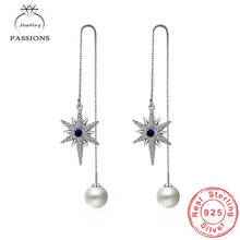 Pendientes de plata de ley 925 para mujer, aretes largos con forma de estrella y Perla, aretes colgantes de borla, gran oferta 2024 - compra barato