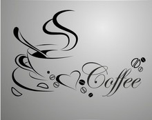Free shipping Coffee cup, vinyl quote removable wall Stickers, DIY home decor wall art MURAL 2024 - buy cheap
