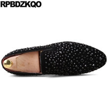 Slip On Brand Black European Suede Leather Men Shoes Rhinestone Party British Style Rubber Comfort Runway Pointed Toe Casual 2024 - buy cheap