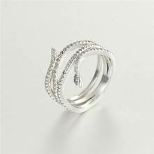 New trendy wedding snake ring silver 925 sterling White CZ ring Fits European Brand Jewelry RIP143 2024 - buy cheap