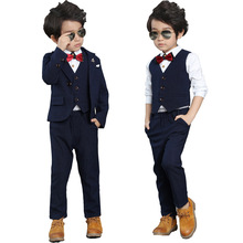 Children Formal Wedding Dress Suits Sets Flower Boys Blazer Vest Pants 3PCS Outfits Kids Tuxedo School Party Peformance Clothes 2024 - buy cheap