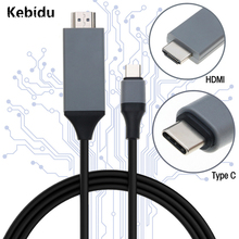 Kebidu 4K HDMI-совместимый кабель Type-C к HDMI-com' «штырь-штырь» 2 м USB 3,1 30 Гц HD Удлинительный преобразователь для Macbook Samsung S8 2024 - купить недорого