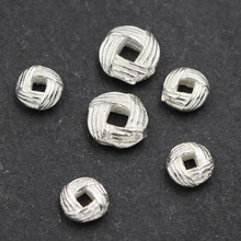 2 uds. De cuentas de plata esterlina 100% 925, abalorios redondos de 5mm y 6,5mm, hechas a mano para pulseras, accesorios para fabricación de joyas DIY 2024 - compra barato