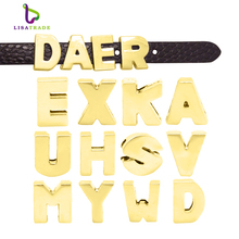 8MM Gold Plain Slide Letters A-Z Can Choose Each Letters (20 pcs/lot)  Fit DIY Wristband & Bracelet LSSL37 2024 - buy cheap