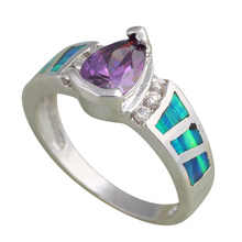 Designer Wholesale & Retail Crystal Blue Fire Opal Silver Stamped fashion jewelry Ring USA Size 6.25# 7.5# 7.75# 8# OR465A 2024 - buy cheap