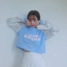 2017 Women'S Korean Ulzzang Harajuku School Dream Stitching Short Crop T-Shirt Female Cute Korean Kawaii Tops And Tee For Women 2024 - buy cheap