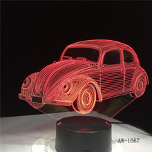 3D-1667 Led 7 Colors Changing 3D Beetle Car Modeling Desk Lamp Illusion Nightlight Vehicle Usb Touch Light Fixture Bedside Decor 2024 - buy cheap