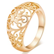 Женское кольцо с цветами, золотого цвета, простое, круглое, с отверстиями, для свадьбы 2024 - купить недорого