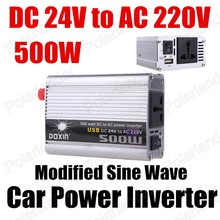 Transformador de voltaje de onda sinusoidal modificada para coche, convertidor/inversor de potencia, cargador, 500W, camión, barco, USB, CC de 24V a ca de 220V 2024 - compra barato
