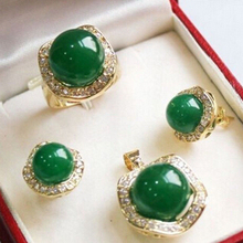 Free shipping .452 Jewelry Green  18KGP earrings pendant Ring Crystal Set 2024 - buy cheap