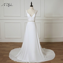 ADLN Beach Wedding Dress vestido de noiva Double V-neck Plus Size Chiffon Wedding Gowns Beaded Bohemian Bridal Dresses 2024 - buy cheap