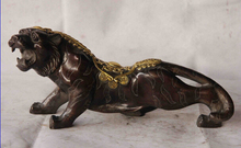 Envío rápido USPS a EE. UU. S3479 China Folk antiguo bronce cobre gild Feng Shui riqueza dinero Zodiaco Tigre arte estatua 2024 - compra barato