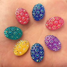 30PCS mix AB Resin 13*18mm Oval 3D flower Flatback rhinestone scrapbook DIY wedding 2 hole Embellishment appliques PF448 2024 - buy cheap