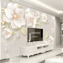 Papel fotográfico personalizado decoración para el hogar 3D joyería flor estilo europeo moderno sala de estar TV Fondo autoadhesivo pegatina mural 2024 - compra barato