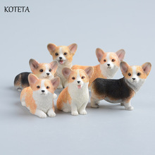 Koteta Lovely Mini Animal Resin Model Action Figure Decoration Simulation Corgi Dog Pet Figurines Toys Christmas Kids Gift Doll 2024 - buy cheap
