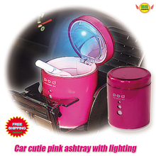 Car Ashtray LED light Smokeless Auto Accessories universal luminous lager-caliber Pink for lady girl car styling 2024 - buy cheap