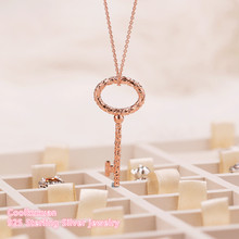 Outono 100% original prata esterlina 925 colar de chave regal, ouro rosa para mulheres joias 2024 - compre barato