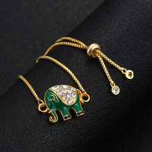 Exquisite Enamel red blue green elephant charm bracelet adjustable link chain female children bracelet 24*16*5mm 2024 - buy cheap