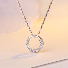 New Fashion 925 Sterling Silver Shiny Crystal Round Design Ladies' Pendant Necklaces For Women Gift Jewelry Drop Shipping 2024 - buy cheap