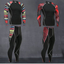 Men's Suit Running Thermal Underwear Kit  Mens Compression Tights  Fitness Training Shirt Sport Leggings  2 Piece Tracksuit Men 2024 - buy cheap