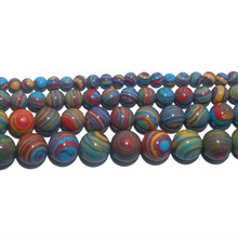 Venta al por mayor Piedra Natural Azul Rojo encaje granos redondos de la malaquita 4 6 8 MM 10 MM 12 MM elegir tamaño para la fabricación de la joyería DIY pulsera collar 2024 - compra barato