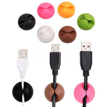 Hot Newly 4pcs/lot Hard Plastic Black Cable Wire Organizer Clip Tidy USB Charger Cord Holder for desktop Cable Fixed clamp 2024 - buy cheap