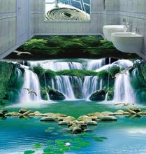 Free shipping 3D Custom Wall Sticker Dream forest Waterfall  Flooring Painting Photo Wallpaper for Walls home decor mural post 2024 - buy cheap