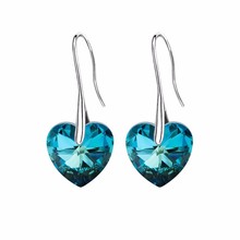 Labekaka New Blue heart hook earrings With Genuine Embellished With Crystals From Swarovski Jewelry multi color option wholesale 2024 - buy cheap