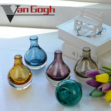 Mini vaso de vidro colorido, vaso de vidro pequeno para organizar flores, recipientes de vidro para decoração da casa, acessórios modernos 2024 - compre barato