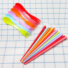 12pcs portable chopsticks outdoor picnic creative fork  camping rainbow tableware cooking pots and pans set spoon 2024 - buy cheap