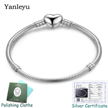 Enviar certificado de prata! Yanlake pulseira original de prata esterlina 925, bracelete para mulheres, coração amor, contas fit diy pb034 2024 - compre barato