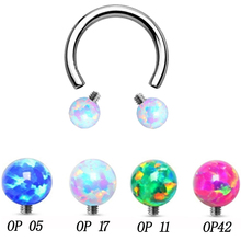 1pc Opal Stone Circular Barbell Ring Opal Horseshoe Labret Lip ring, Eyebrow ring Piercing Body Jewelry 2024 - buy cheap