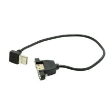 100pcs 30cm 90 Degree Up Direction Angled USB 2.0 A Male Connector to Female Extension Cable With Panel Mount Hole 2024 - buy cheap