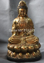 Bi0011832 Буддизм Бронза Медь Gild Кван-инь Гуаньинь Бодхисаттвы Богиня Статуя Будды 2024 - купить недорого