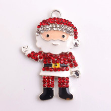 Kwoi Vita 30*46mm Zinc Alloy Santa Claus Enamel Pendants 10pcs for kid's Chunky Necklace Fashion Jewelry 2024 - buy cheap