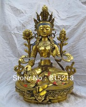 bi00394 19'' pure bronze gilt buddhism buddha kwan-yin Bodhisattva white tara statue 2024 - buy cheap