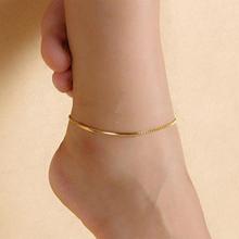 Женская мода золотой тон локоть трубы цепи ножной браслет Сандалеты бижутерия для ног Золото Новый 2024 - купить недорого