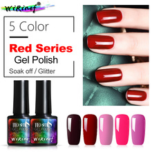 WiRinef 5 Colors UV Nail Gel Polish Red Series Colorful Nail Varnish Manicure Nails Lacquer Gel Primer Top Coat Glue 2024 - buy cheap